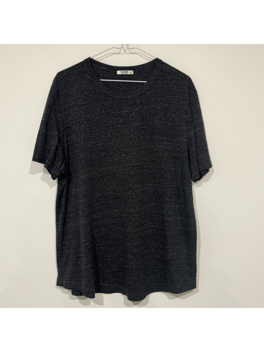 Buck Mason Curved Hem Short Sleeve Crewneck T-shirt Charcoal Grey Poly Cotton XL